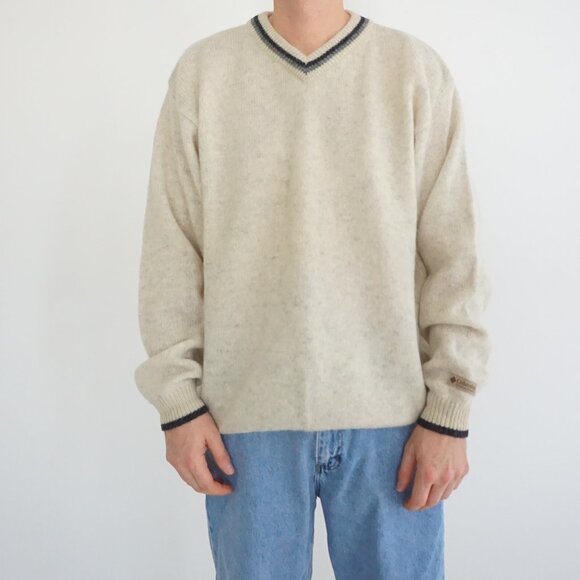 columbia sportswear Other - Columbia Shetland Wool V Neck Sweater Cream Knit Outdoor Cabincore Style Large